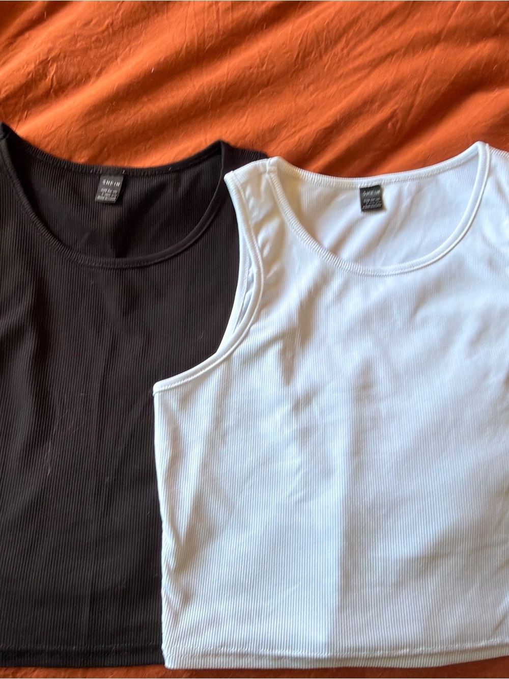 SHEIN Ribbed Tank Top Set - Black & White